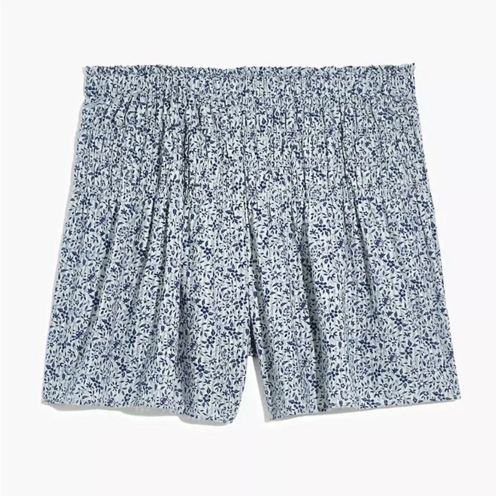Madewell Glassware Blue Pull-On Smocked Shorts Jr. Size Large - Picture 7 of 9